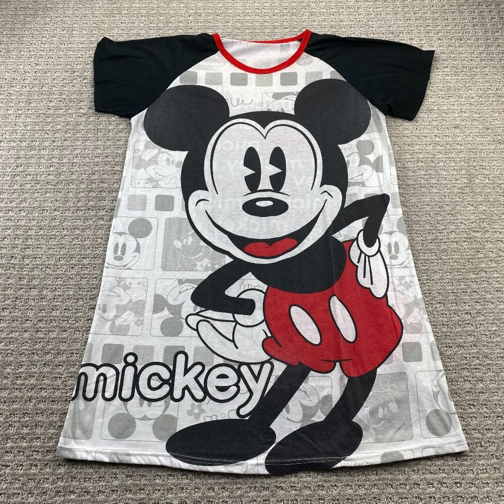Mickey Mouse Women Tunic Shirt Pajamas Size M-L All Over Print Sleepwear Top